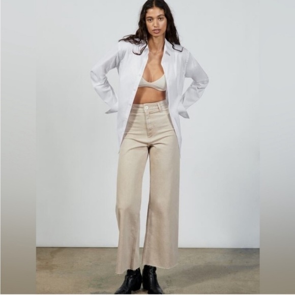 Zara the Marine Straight Light Tan Cream Jeans Size 2 - Picture 3 of 7